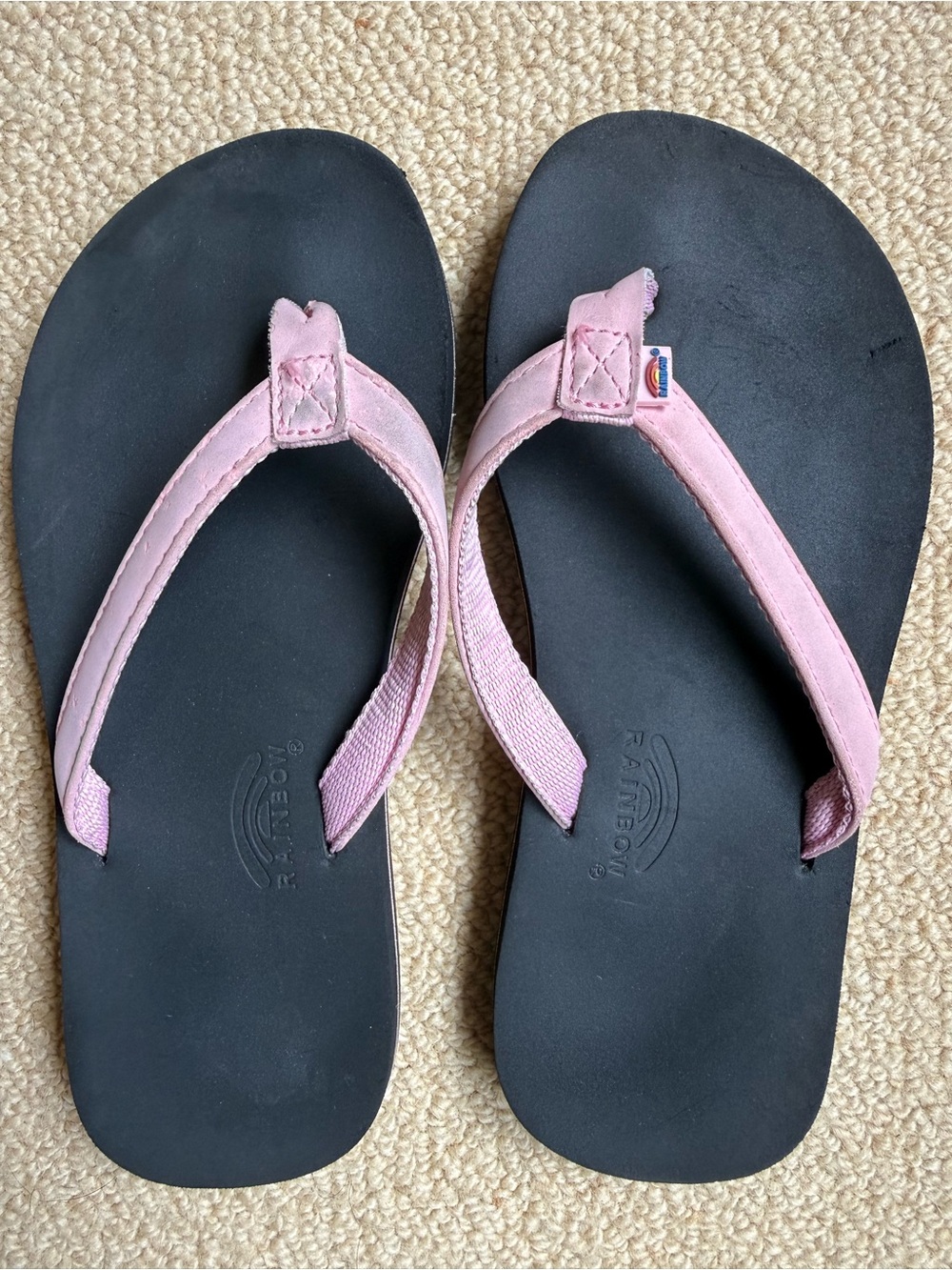 Rainbow flip-flops, pink youth size 2/3